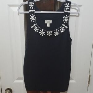LOFT Navy Blue Embellished Tank Top